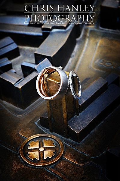 Trinity College Cambridge wedding by Chris Hanley Photography 34 The wedding rings on a scale model of Cambridge (I think!) outside Great St Mary's