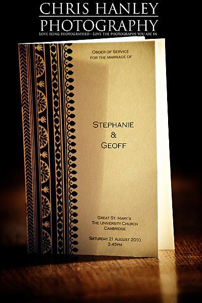 Trinity College Cambridge wedding by Chris Hanley Photography 26 I love the sophisticated printed Orders of Service