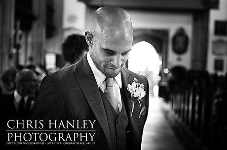 Trinity College Cambridge wedding by Chris Hanley Photography 25 One of those very special moments: Geoff bites his lip as all eyes turn to the door of the church