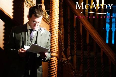 Beeston Manor wedding by McAvoy Photography 298 Chris does a little last minute cramming for his speech