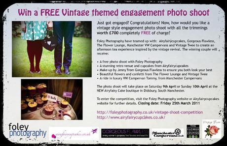 Vintage shoot flyer to fit Win a vintage themed engagement shoot in Manchester