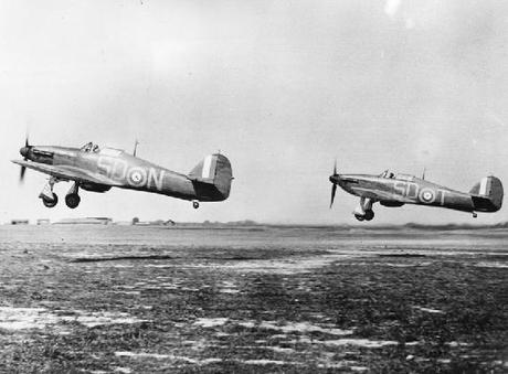Hurricanes taking off - Battle of Britain - 14 Sept 1940