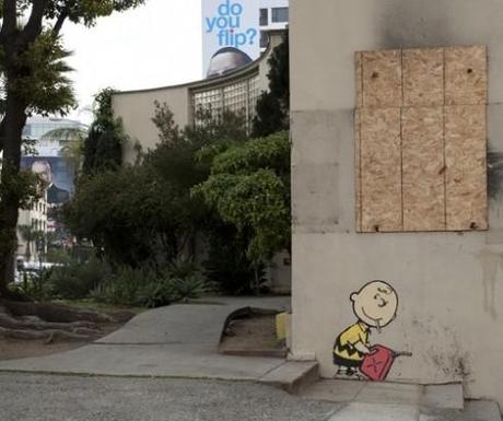 Video: Banksy in LA – Charlie Brown the Arsonist – 2/15/11