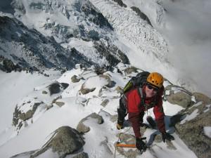 climbing Cosmique ridge Chamonix