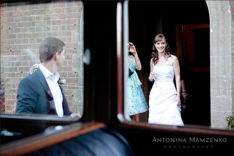 Gemma and Rob with the wedding car Gemma and Rob with the wedding car