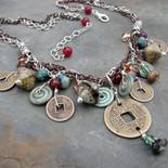 Dynasty ~ lampwork, sterling, copper, agates necklace