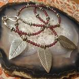 Silver Leaves and Garnet Necklace