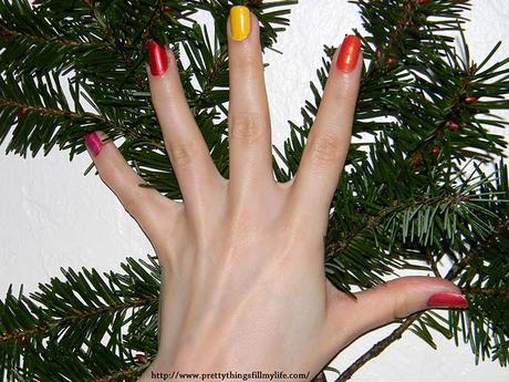 Christmas decoration with Zoya nail polish. Colors used are Nicole, Gwin,