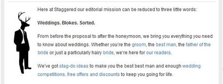 About Staggered men's wedding website