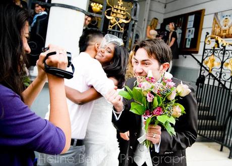 Vintage London wedding by photographer Heline Bekker 21 I love Luca's face here - pure triumph! Denise spots him and smiles... a fab photo