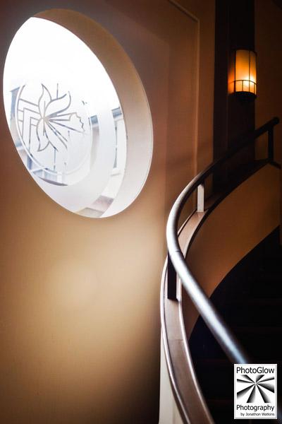 Art deco wedding venue Daffodil by photographer Jonathon Watkins 03 Beautiful curved banister and window - The Daffodil