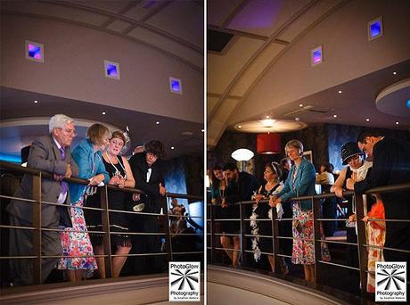 Art deco wedding venue Daffodil by photographer Jonathon Watkins 22 Wedding guests on the balcony