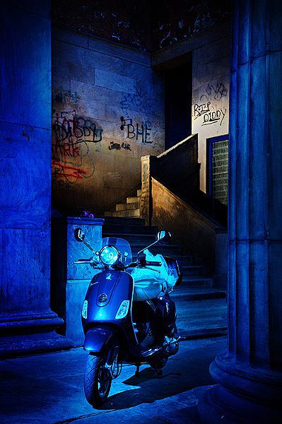 Vespa photoshoot for English Wedding blog Chris Hanley Photography 12 Vespa in urban setting by Chris Hanley Photography