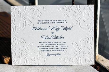 Gorgeous embossed Elegant Jolie Letterpress invites from Bella Figura 