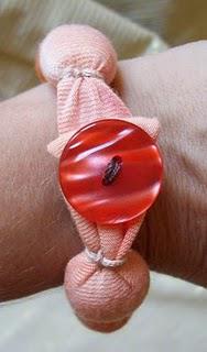 Orange Fabric Bracelet with Button