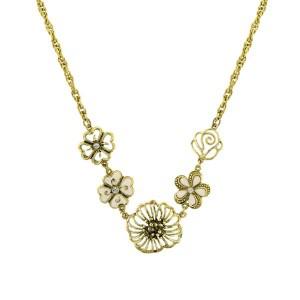 46930 Poppy Flower Medley Gold Charms Necklace