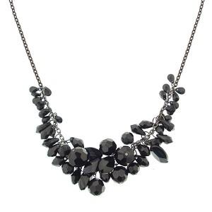46870 Black Bead Cluster Statement Necklace