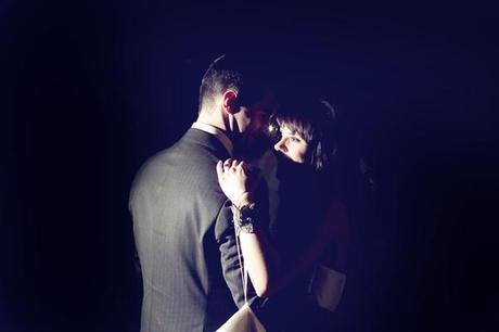 A softly lit first dance photograph