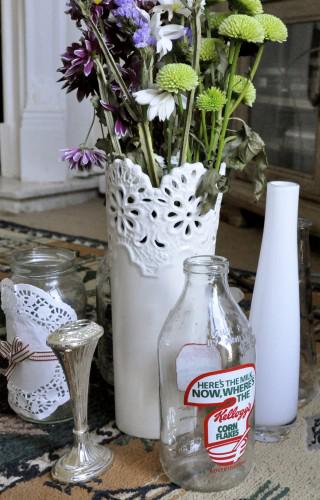 Retro milk bottles, too many vases and creepy clay mementoes