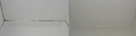 Moldy caulk before and after Moldy caulk before and after