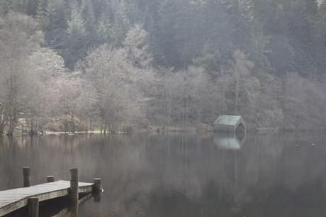Afternoon on the lochside Boathouse in the Trossachs, Scotland