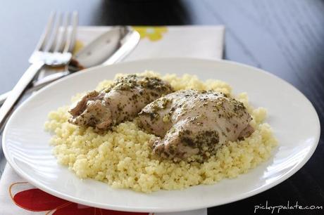 An Amazing Recipe Round-Up Pesto Chicken Thighs with Italian Creme Sauce over Parmesan Couscous