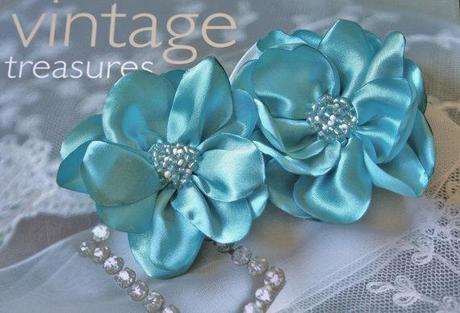 Set of two Bridal Beaded Flower Fascinator Hairpins,Clip or Barrette-Custom Colors
