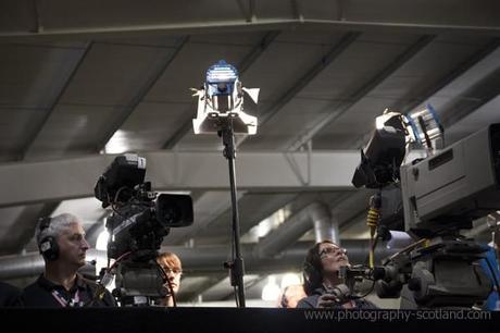 Photo - TV coverage of the Scottish election count