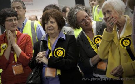 Photo - SNP members anxiously waiting for the first election results to be announced