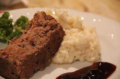 Meatloaf with Blackberry BBQ Sauce & Mashed Potatoes with Caramelized Onions and Goat Cheese