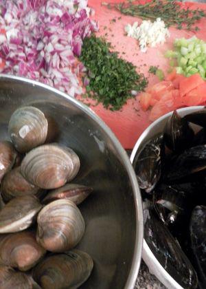 Tuscan Mussel & Clam Soup- Prepare  Ingredients 2