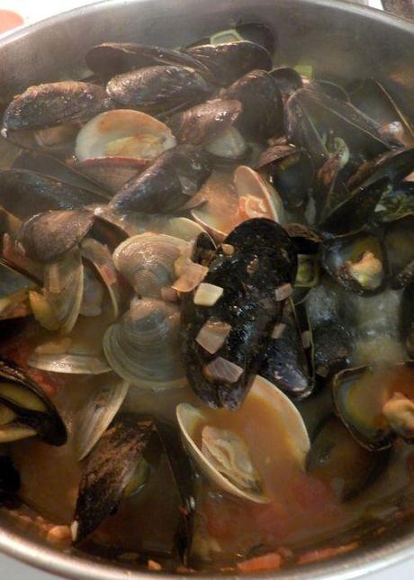 Tuscan Mussel & Clam Soup- Seafood cooked