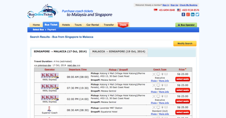 TFR’s Malacca Travel Guide – Part 1 Transportation Online Booking of bus from Singapore to Malacca BusOnlineTicket.com