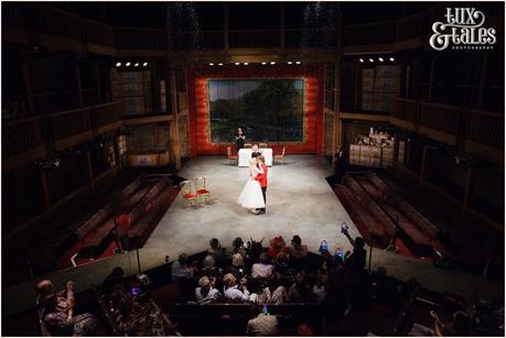 RSC Swan Theatre Wedding Photographer Royal Shakespeare Company first kiss