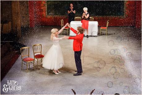 RSC Swan Theatre Wedding Photographer Royal Shakespeare Company snow & bubbles