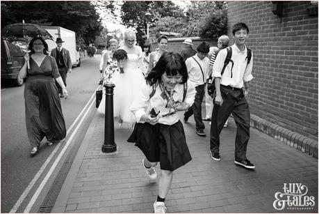 Bride preparation photography RSC Swan Theatre Wedding Photographer walking to wedding japanese tourists