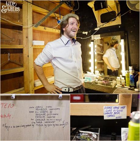 RSC Swan Theatre Wedding Photographer Royal Shakespeare Company silly photos back stage