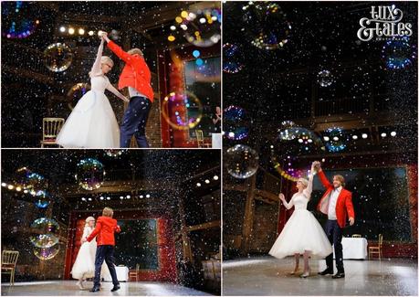 RSC Swan Theatre Wedding Photographer Royal Shakespeare Company snow & bubbles