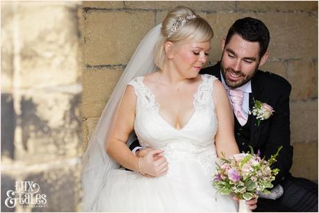 East Riddlesden Hall Wedding Photography pink English garden theme | Bride & groom portraits