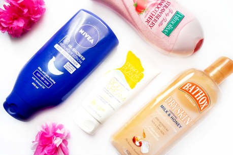 bath and body, nivea, in shower, body conditioner, people for plants, body cream, gingko, coconut, shea, bathox dry skin, shower gel, palmolive, body butter, strawberry smoother twoplicates, blogger, review, edit, 