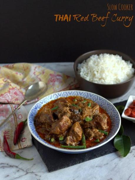 Slow Cooker Thai Red Beef Curry | thecookspyjamas.com