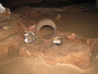 Backpacking in Belize: Cave Tour of Actun Tunichil Muknal One of Ray's photos of Mayan Pottery that we also saw but couldn't capture on film.