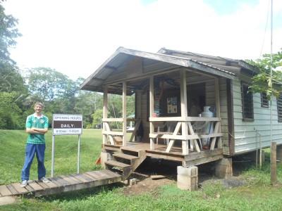 Backpacking in Belize: Cave Tour of Actun Tunichil Muknal At the visitor entrance where you pay in, and they also remind you that cameras are banned from this point onwards.