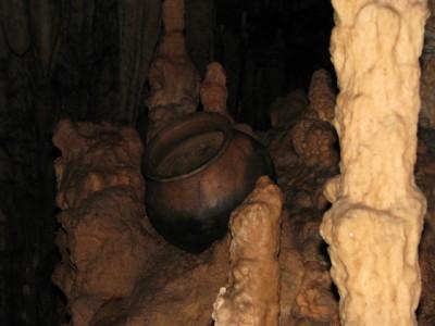 Backpacking in Belize: Cave Tour of Actun Tunichil Muknal Pottery from Mayan sacrificial times.