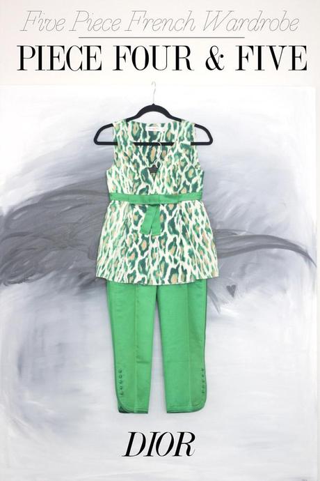 style of sam, five piece french wardrobe, christian dior green leopard outfit