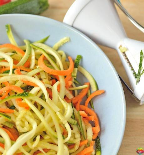 Zucchini and Carrot Noodles with Avocado Pesto Spiralizer FAF