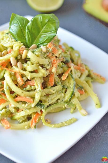 Zucchini and Carrot Noodles with Avocado Pesto Zucchini Noodles with Avocado Pesto 3 FAF