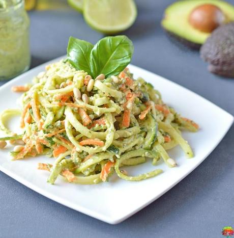 Zucchini and Carrot Noodles with Avocado Pesto Zucchini Noodles with Avocado Pesto 1 FAF