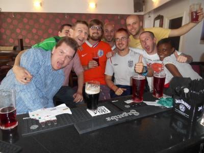 Thirsty Thursdays: Our World Cup Day Out in London, England Our crowd in Borough watching Colombia v Greece.