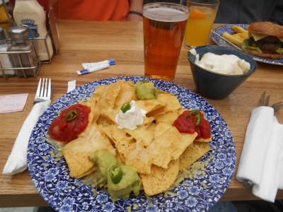 Thirsty Thursdays: Our World Cup Day Out in London, England Nachos, my Brazilian beer and Greek yoghurt in Wetherspoons.